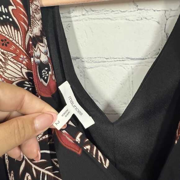 Maurices Jumpsuit Women Plus Size 2X Floral Cottage Flowy Silky Resort Vacation - Picture 4 of 16